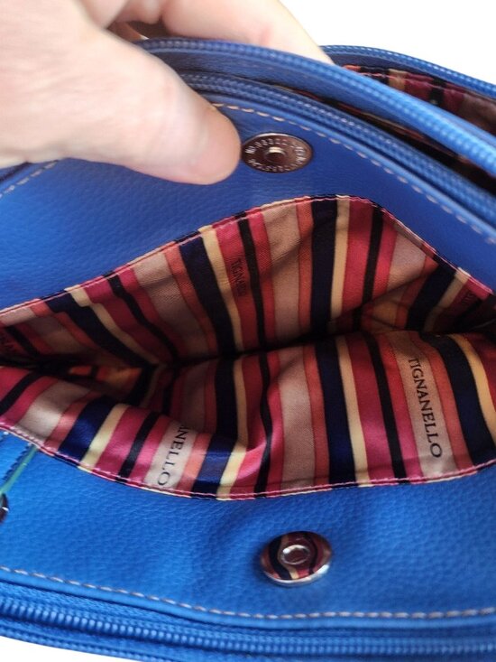 Tignanello Blue Leather Crossbody Purse - Picture 9 of 11